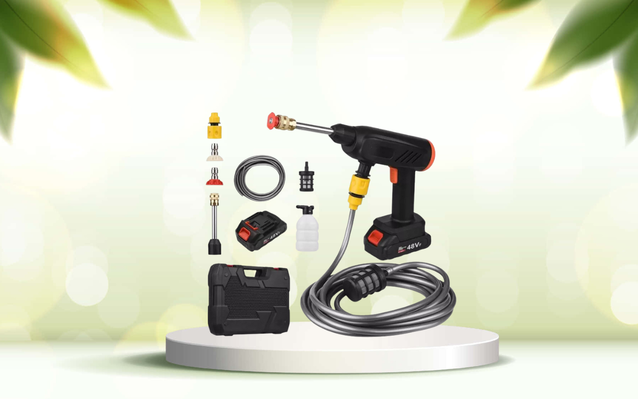 Scopri la pistola idropulitrice a batteria: pulizia potente ovunque senza rubinetto